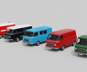 Realistic Vintage Vans High-Detail Game-Ready Render Asset 3D Model Collection
