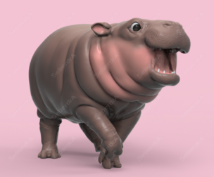 Cute Pygmy Hippo STL for 3Dprint
