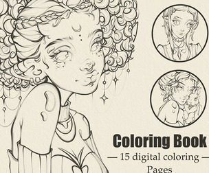 Digital Line Art "Beautiful Fairies" Coloring Pages for Procreate