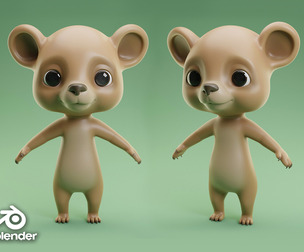 Cartoon Bear - Topology + UV Map