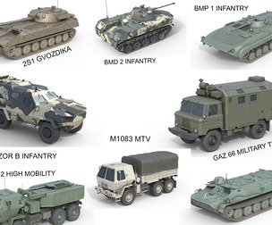 10 Military Vehicles Collection V10 3D Model