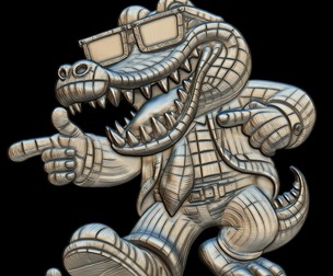 Gentleman Crocodile Bas Relief 3D print model