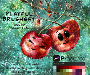 Playful Bushset & Color Palettes for Procreate | iPad Brushes | Ideal for Book Illustrations