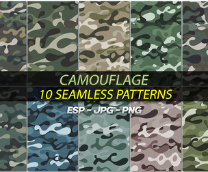 10 Collection Camouflage Seamless Patterns in Various Colors