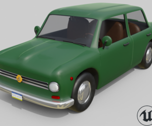 Vintage Sedan Car Game-Ready and Render Asset Low-poly 3D model