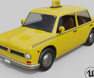 Vintage Taxi Car Game-Ready and Render Asset Low-poly 3D model