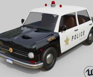 Vintage Police Car Game-Ready and Render Asset Low-poly 3D model