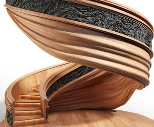 wooden spiral staircase