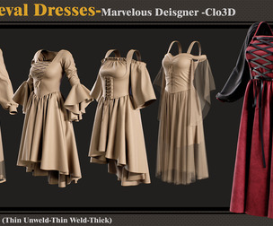 5 Medieval Dress-MD-Clo3D-ZPRJ - FBX - OBJ