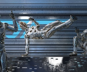 silver robots