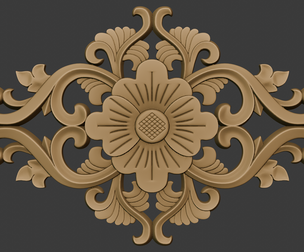 Floral wood carving 3D print model
