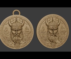 Viking relief pendant and mould 3D print model
