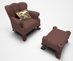 Victorian leather armchair and footrest "TRAILHAVEN"
