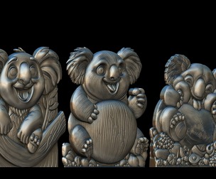 Lovely Cute Koalas Bas Relief 3D print model