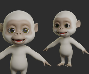 Cartoon Gorilla - Topology + UV Map