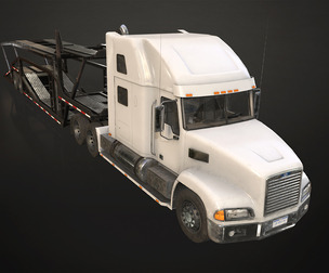 Semi Truck Car Carrier Trailer - Low Poly