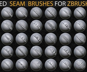 40 Stylized Seam Brushes for ZBrush & Alpha (Tileable 4k-16bit) _Vol.01