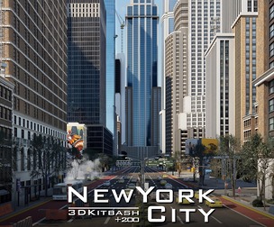 New York City Buildings & Street Environment 3D Asset Kitbash Pack