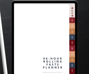 Digital Planner for Rolling 96-Hour Fasting | Weight Loss Tracker & Planner (Coffee Blues - LB)