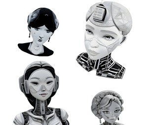 Cyberpunk Era Ladies Collection - Retro-Futuristic Character Busts