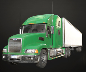 Semi Truck Refrigerated Trailer - Low Poly