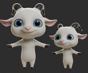Cartoon Goat - Topology + UV Map