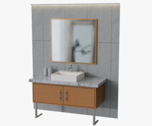 Modern Bathroom Vanity with Rectangular Sink and Mirror