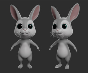 Cartoon Rabbit - Topology + UV Map