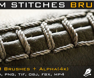 40 IMM Stitchesfor Zbrush and Substance Painter( with Alpha_4k )+ 3D Models+Tutorial_V-03