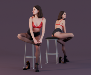 Young Woman Adjusting Stockings