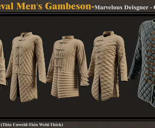 5 Medieval Men Gambesons-MD-Clo3D-ZPRJ-FBX-OBJ