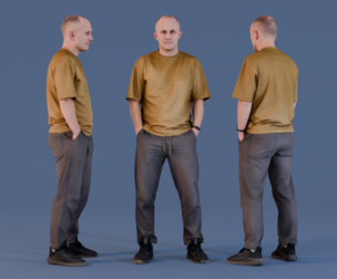 Urban Minimalist Bald Man in Mustard