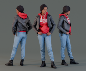 Casual Urban Lady in Red Hoodie