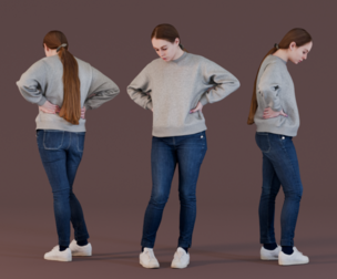 Standing Girl in Sweatshirt and Jeans