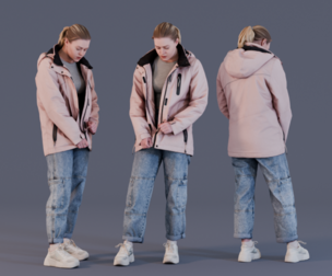 Autumn Bliss Girl in Hooded Pink Jacket