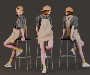Teen Girl Leans on a Bar Stool
