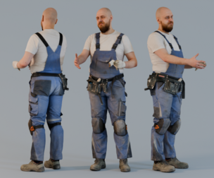 Bald Construction Worker Hand Shaking