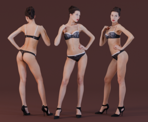 Stylish Woman in Black Lace Lingerie