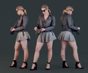Street Chic Girl in Mini Skirt