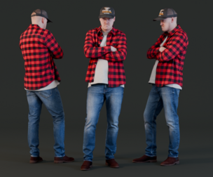 Strike man in plaid shirt and jeans