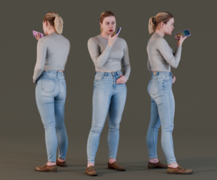 Voice Messaging Girl in Casual Outfit