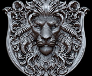 Lion Head Relief 3D print model