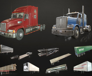Semi Truck Mega Pack - Low Poly