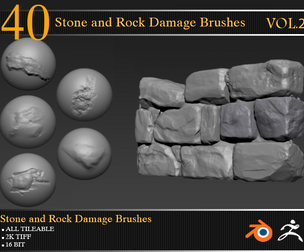 40 Stone and Rock Damage Brushes Vol 02