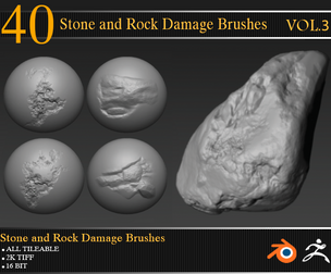 40 Stone and Rock Damage Brushes Vol 03