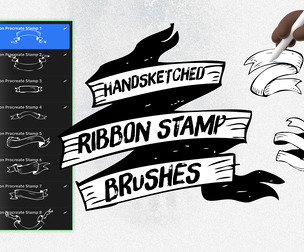 Handsketched Ribbon Procreate Stamp Brushes