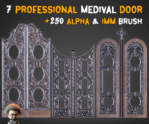 7 Professional Medieval Door and 250 Alpha Brushes  Vol 19