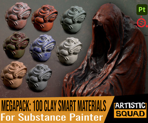 Megapack 100 Clay smart materials for Substance Painter