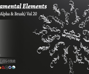 94 Ornamental Elements Brush + Alpha + 3D Model Vol 20