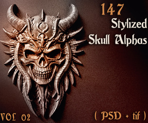 147 Stylized Skull Alpha - Vol02